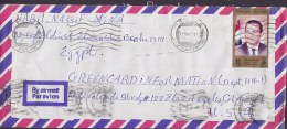Egypt Egypte Air Mail Par Avion BENHA 1994 Cover Lettre LOS ANGELES United States 80 P Hosni Mubarak Stamp (2 Scans) - Brieven En Documenten
