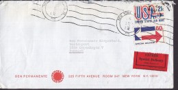 United States DEN PERMANENTE Airmail & EXPRES Special Delivery Label NEW YORK 1972 Cover Lettre Denmark (2 Scans) - Espressi & Raccomandate