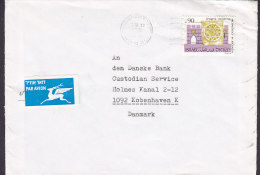 Israel "Winged Deer PAR AVION" Label TEL AVIV Cover Lettera To Denmark Archaeology In Jerusalem Stamp - Poste Aérienne
