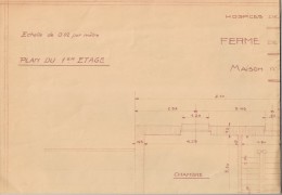 2 PLANS DE LA FERME DE VILLERET SANCHEVILLE BAZOCHES EN DUNOIS PERONVILLE 1930 ARCHITECTE GONDOIN A CHATEAUDUN - Architecture