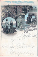 Gruss Von Helgoland Vorläufer 16.7.1895 Color Litho Westküste Nationaltanz Schnepfengat - Helgoland