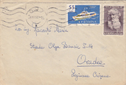 19612- SHIP, LEV TOLSTOI, STAMPS ON COVER, 1962, ROMANIA - Lettres & Documents