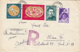 2029FM- MELBORNE OLYMPIC GAMES, BOXING, ROWING, J. BOLYAI, G.S. TITOV, STAMPS ON REGISTERED COVER, 1963, ROMANIA - Lettres & Documents