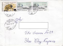 19654- PLANE, BEETLE, STAMPS ON COVER, 2001, ROMANIA - Briefe U. Dokumente