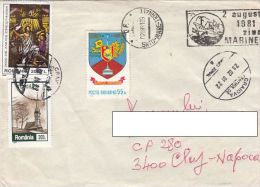 19655- COAT OF ARMS, MARAMURES WOODEN CHURCH, CHRISTIANITY, NAVY DAY SPECIAL POSTMARK, STAMPS ON COVER, 2001, ROMANIA - Storia Postale