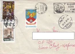 19655- COAT OF ARMS, MARAMURES WOODEN CHURCH, CHRISTIANITY, NAVY DAY SPECIAL POSTMARK, STAMPS ON COVER, 2001, ROMANIA - Lettres & Documents