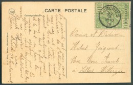 RARE  - Timbre Fiscal De 2x10 Centimes Utilisé Comme Valeur Postale, Obl. Sc FORCHIES S/C.P. Du 22-II-1928 Vers Lillois- - Documentos