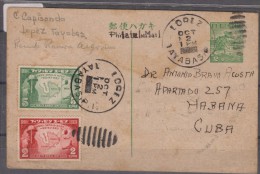 O) 1944 JAPAN, RYUKIU, JAPANESE OCCUPATION, RARE OCCUPATION, CROP COLLECTOR, SOLDIER,  TO HAVANA, XF - Storia Postale