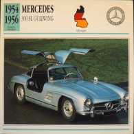 FICHE TECHNIQUE ILLUSTREE De VOITURE AUTOMOBILE ANCIENNE - MERCEDES 300 SL GULLWING De 1954 - Parfait Etat - - Coches