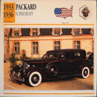 FICHE TECHNIQUE ILLUSTREE De VOITURE AUTOMOBILE ANCIENNE - PACKARD SUPER EIGHT De 1934 - Parfait Etat - - Autos