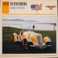 FICHE TECHNIQUE ILLUSTREE De VOITURE AUTOMOBILE ANCIENNE - DUESENBERG MORMON METEOR De 1935 - Parfait Etat - - Automobili