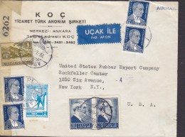 Turkey UCAK ILE Par Avion Label KOC, Turkish Cigarets 1944 Cover US Censor Label Atatürk & Red Cross/ Half Moon (2 Scans - Luftpost