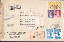 Turkey UCAK ILE Par Avion & Registered Labels ISTANBUL 1943 Cover German OKW Atatürk & Red Cross/ Half Moon (2 Scans - Airmail