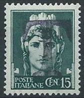 1929-42 REGNO EFFIGIE 15 CENT SEGNATASSE DI EMERGENZA MNH ** - W195 - Taxe