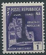 1944-45 RSI MONUMENTO DISTRUTTO 1 LIRA SEGNATASSE DI EMERGENZA MNH ** - W195 - Postage Due