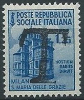 1944-45 RSI MONUMENTO DISTRUTTO 1,25 LIRE SEGNATASSE DI EMERGENZA MNH ** - W195 - Postage Due
