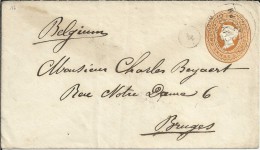 INDIA ENTERO POSTAL A BELGICA 1906 AL DORSO MAT SEA POST OFFICE Y BRUGGES - 1882-1901 Empire