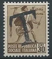 1944-45 RSI TAMBURINO 30 CENT SEGNATASSE DI EMERGENZA MNH ** - W194 - Postage Due