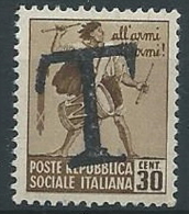 1944-45 RSI TAMBURINO DISTRUTTO 30 CENT SEGNATASSE DI EMERGENZA MNH ** - W194-2 - Postage Due
