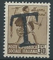 1944-45 RSI TAMBURINO DISTRUTTO 30 CENT SEGNATASSE DI EMERGENZA MNH ** - W194-2 - Strafport