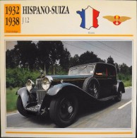 FICHE TECHNIQUE ILLUSTREE De VOITURE AUTOMOBILE ANCIENNE - HISPANO-SUIZA J12 De 1931 - Parfait Etat - - Autos