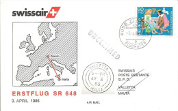 Luftpost  "Erstflug Swissair  Zürich - Malta"  (unclaimed)             1986 - First Flight Covers