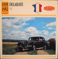 FICHE TECHNIQUE ILLUSTREE De VOITURE AUTOMOBILE ANCIENNE - DELAHAYE 135 De 1936 - Parfait Etat - - Autos