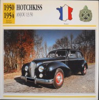 FICHE TECHNIQUE ILLUSTREE De VOITURE AUTOMOBILE ANCIENNE - HOTCHKISS ANJOU 13.50 De 1950 - Parfait Etat - - Voitures