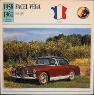 FICHE TECHNIQUE ILLUSTREE De VOITURE AUTOMOBILE ANCIENNE - FACEL VEGA HK 500 De 1958 - Parfait Etat - - Autos