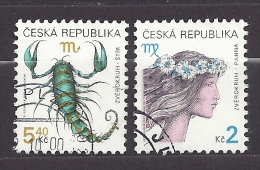 Czech Republic Tschechische Republik 2000 1999 Gest. Mi 257, 241 Yv 246, 230 Sc 3070, 3069 Das Tierkreiszeichen Jungfrau - Gebruikt