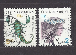 Czech Republic Tschechische Republik 2000 1999 ⊙ Mi 257, 241 Yv 246, 230 Sc 3070, 3069 Das Tierkreiszeichen Jungfrau - Gebraucht