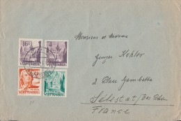 Fr. Zone Württemberg Brief  Mif Minr.16,20,28,29 Reutlingen 28.1.49 Gel. Nach Frankreich - Wurtemberg