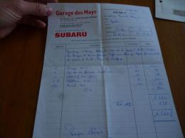 FF2  Facture Garage Des Mays Agence Subaru Fontaine L'Evêque 1977 - 1950 - ...