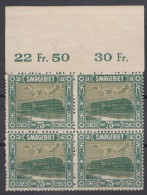 Saar 1922 Mi#93 Mint Never Hinged Block Of Four With Upper Margin - Ongebruikt