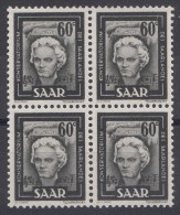 Saar 1949 Mi#273 Mint Never Hinged Block Of Four - Unused Stamps