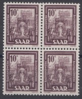 Saar 1949 Mi#272 Mint Never Hinged Block Of Four - Ungebraucht