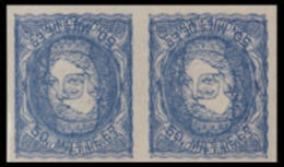 SPAIN 1870 Ceres Pale Ultramarin 50m Imperf.pair. ERROR: Double Inverted Print Godess Agricu [Fehler,erreur,errore,fout] - Mitología
