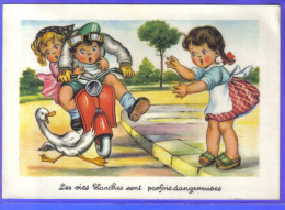 Carte Postale Fantaisie Enfants En Vespa Photochrom Style G. Bouret  Trés  Beau Plan - Humorous Cards