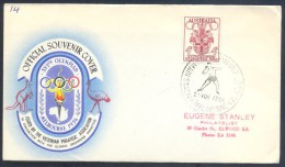 Australia 1956 Olympic Games Cover: Melbourne Coat Of Arm; Olympic Torch Kangaroo; Shot Put Main Stadium Cancellation - Ete 1956: Melbourne