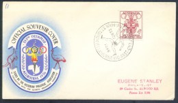 Australia 1956 Olympic Games Cover: Melbourne Coat Of Arm; Olympic Torch Kangaroo; Running Main Stadium Cancellation - Sommer 1956: Melbourne