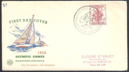 Australia 1956 Olympic Games Cover: Melbourne Coat Of Arm; Sailing; Cycling Olympic Park Cancellation - Ete 1956: Melbourne