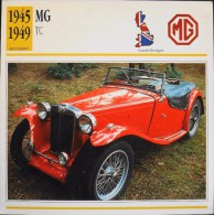 FICHE TECHNIQUE ILLUSTREE De VOITURE AUTOMOBILE ANCIENNE - MG TC De 1945 - Parfait Etat - - Autos