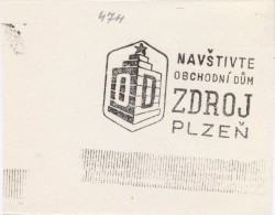 J1516 - Czechoslovakia (1945-79) Control Imprint Stamp Machine (R!): Visit The Department Store "Zdroj" (= Source) Plzen - Proofs & Reprints