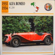 FICHE TECHNIQUE ILLUSTREE De VOITURE AUTOMOBILE ANCIENNE - ALFA ROMEO 8C 2300 De 1931 - En Parfait Etat - - Autos