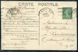 FRANCE - ROULETTE DU N° 159 DENTS MASSICOTÉS / CP DU BON MARCHÉ , OM DU 7/4/1923 - TB - Coil Stamps