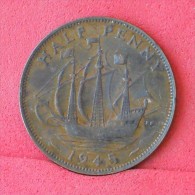 GREAT BRITAIN  1/2  PENNY  1945   KM# 844  -    (Nº11854) - C. 1/2 Penny