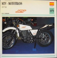 FICHE TECHNIQUE ILLUSTREE De MOTO ANCIENNE De TOUT TERRAIN -  MTV - MOTOTRANS 410 Yak De 1979 - En Parfait Etat - - Automobili