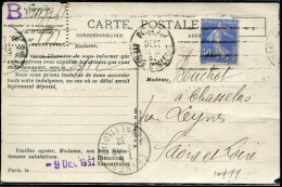 FRANCE - ROULETTE DU N° 237 DENTS MASSICOTÉS / CP DE LA SAMARITAINE , OM DU 10/12/1932 - TB - Roulettes