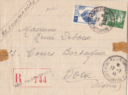 14521# COQ ALGER GANDON LETTRE RECOMMANDE Obl BONE PALAIS CONSULAIRE CONSTANTINE 1946 - Storia Postale