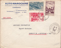 14527# LETTRE PAR AVION Obl CASABLANCA POSTES MAROC 1949 DETROIT MICHIGAN USA - Lettres & Documents